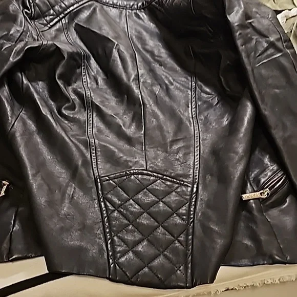 Black Quilted Faux Leather Kardashian Jacket - Picture 6 of 6